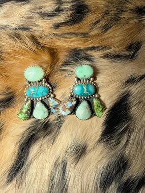 Turquoise Multi- Stone Cluster Earrings
